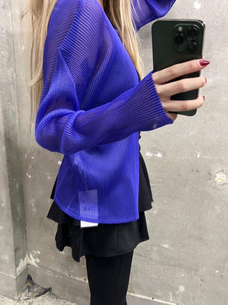 (중고)isseymiyake 이세이미야케 네트 퍼플 가디건 3