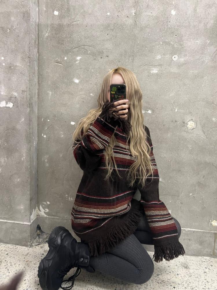 (중고) Junya Watanabe 준야와타나베 2022 스트라이프 양모 브라운 니트 3