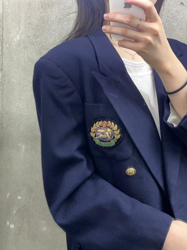 (중고) Burberry 버버리 프로섬 와펜 금장 울 블레이저 네이비 4