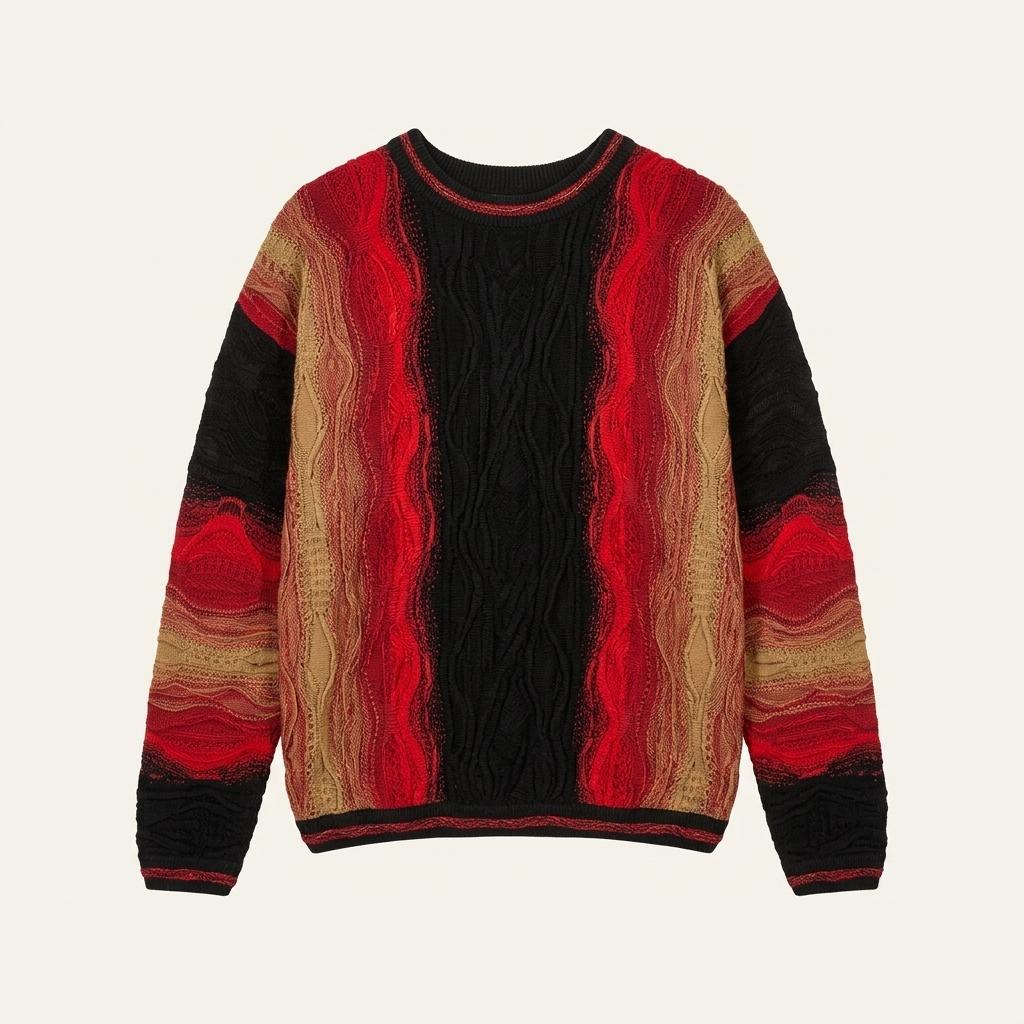 (중고) Coogi 쿠지 레드 블랙 케이블 니트 가디건 1