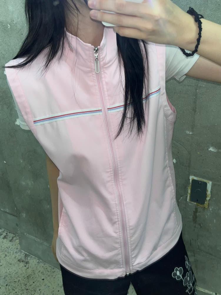 (중고) Courreges 꾸레쥬 베이비핑크 베스트 집업 5