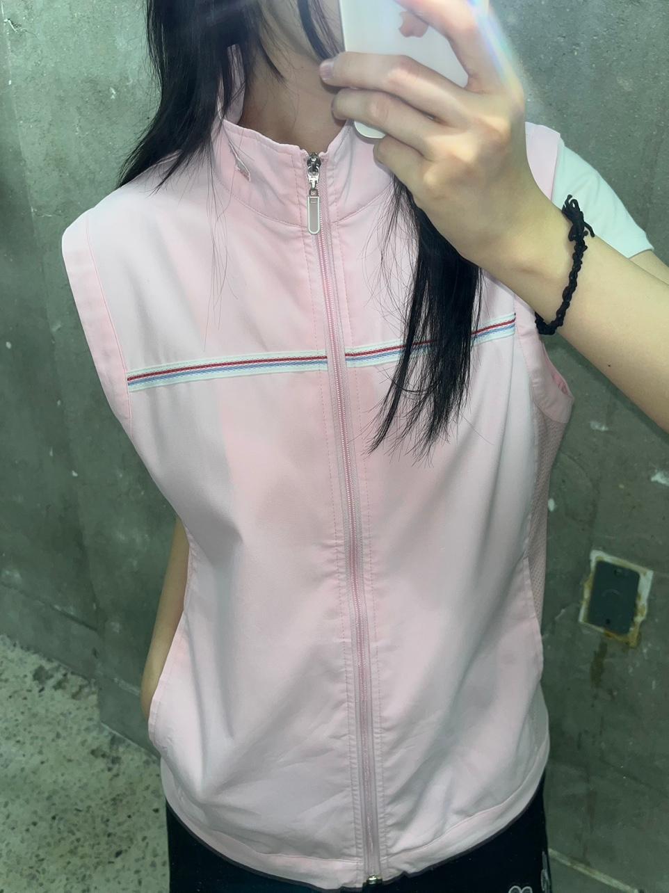 (중고) Courreges 꾸레쥬 베이비핑크 베스트 집업 2