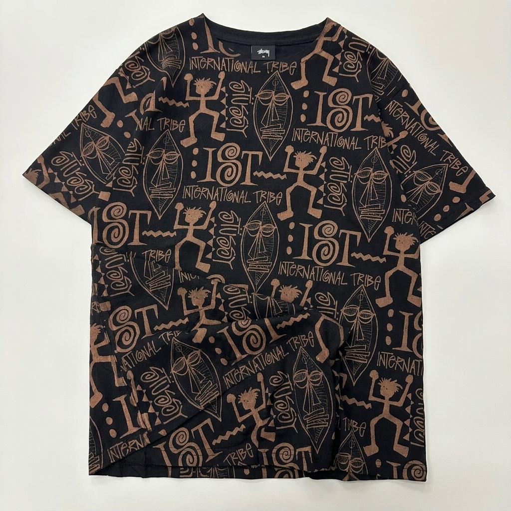 (중고) STUSSY 스투시 인터네셔널 블랙 트라이벌 반팔 티 1