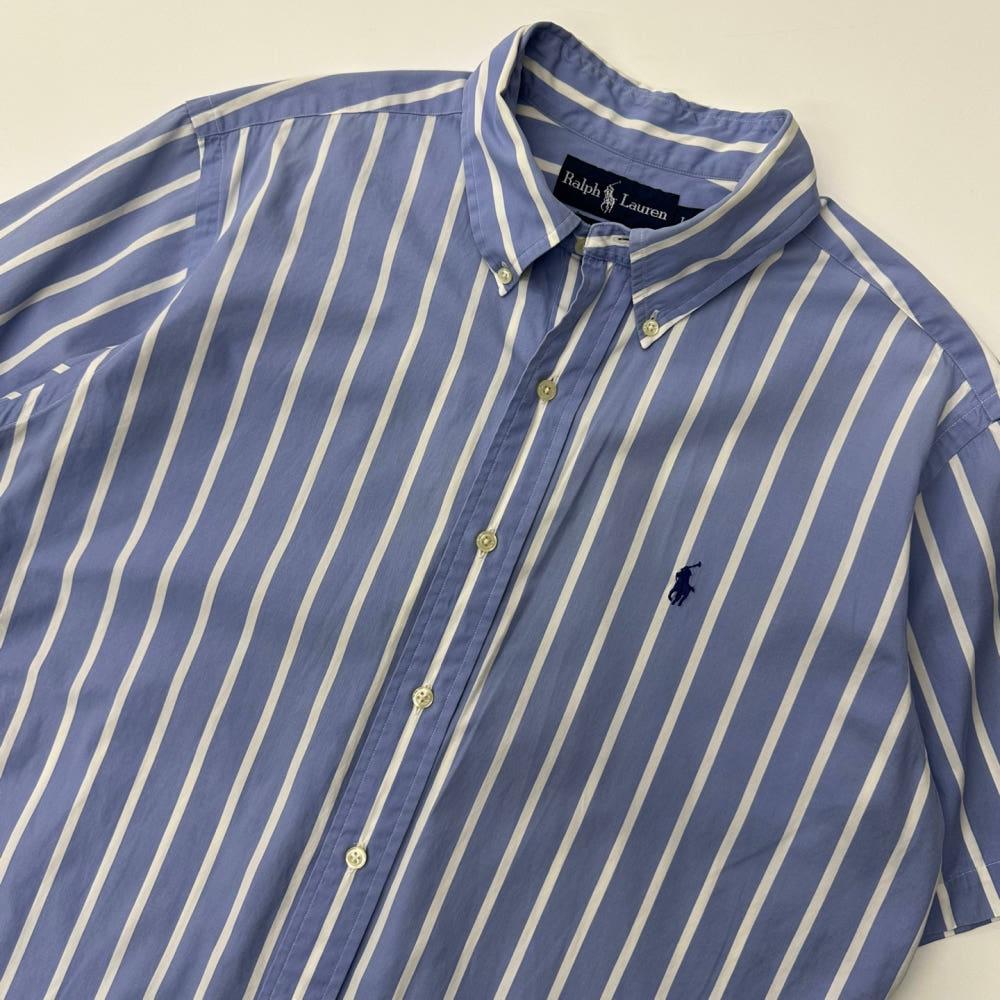 (중고) Polo 폴로랄프로렌 코튼 스카이블루 스트라이프 하프 셔츠 4