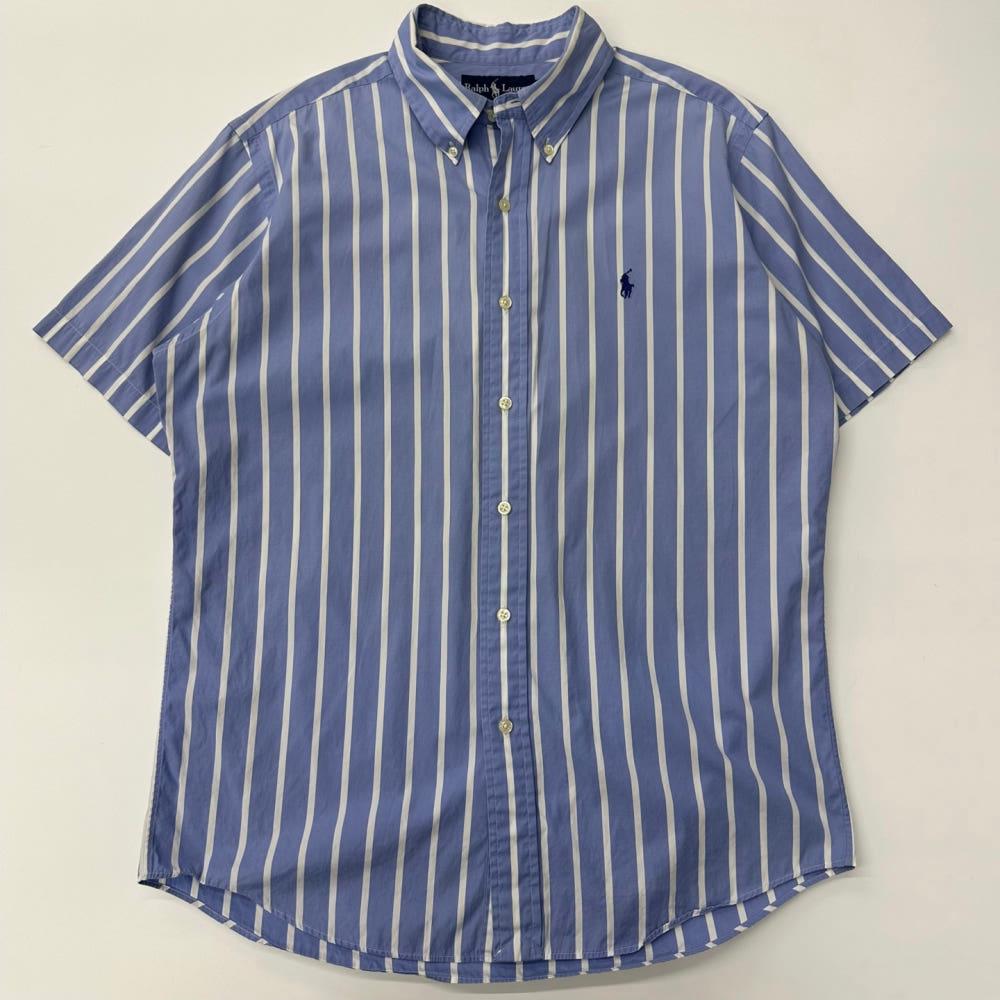 (중고) Polo 폴로랄프로렌 코튼 스카이블루 스트라이프 하프 셔츠 3