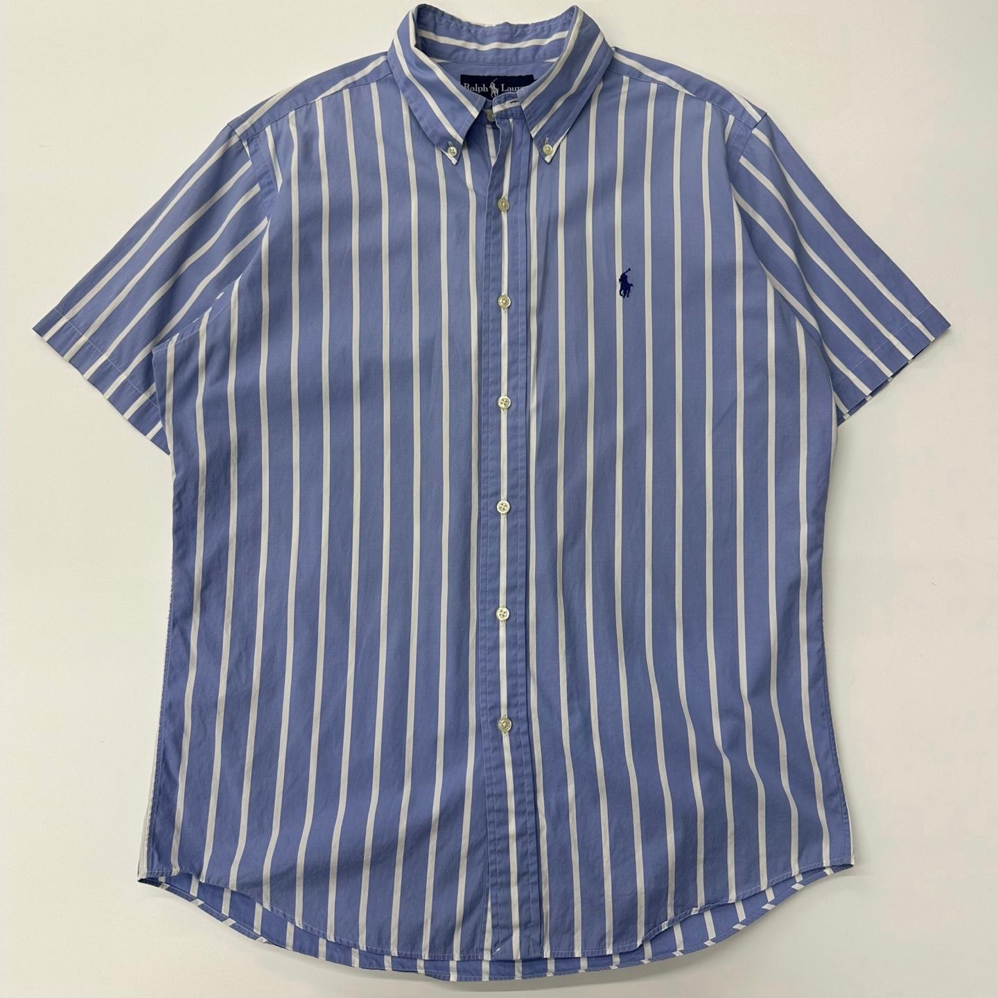 (중고) Polo 폴로랄프로렌 코튼 스카이블루 스트라이프 하프 셔츠 2
