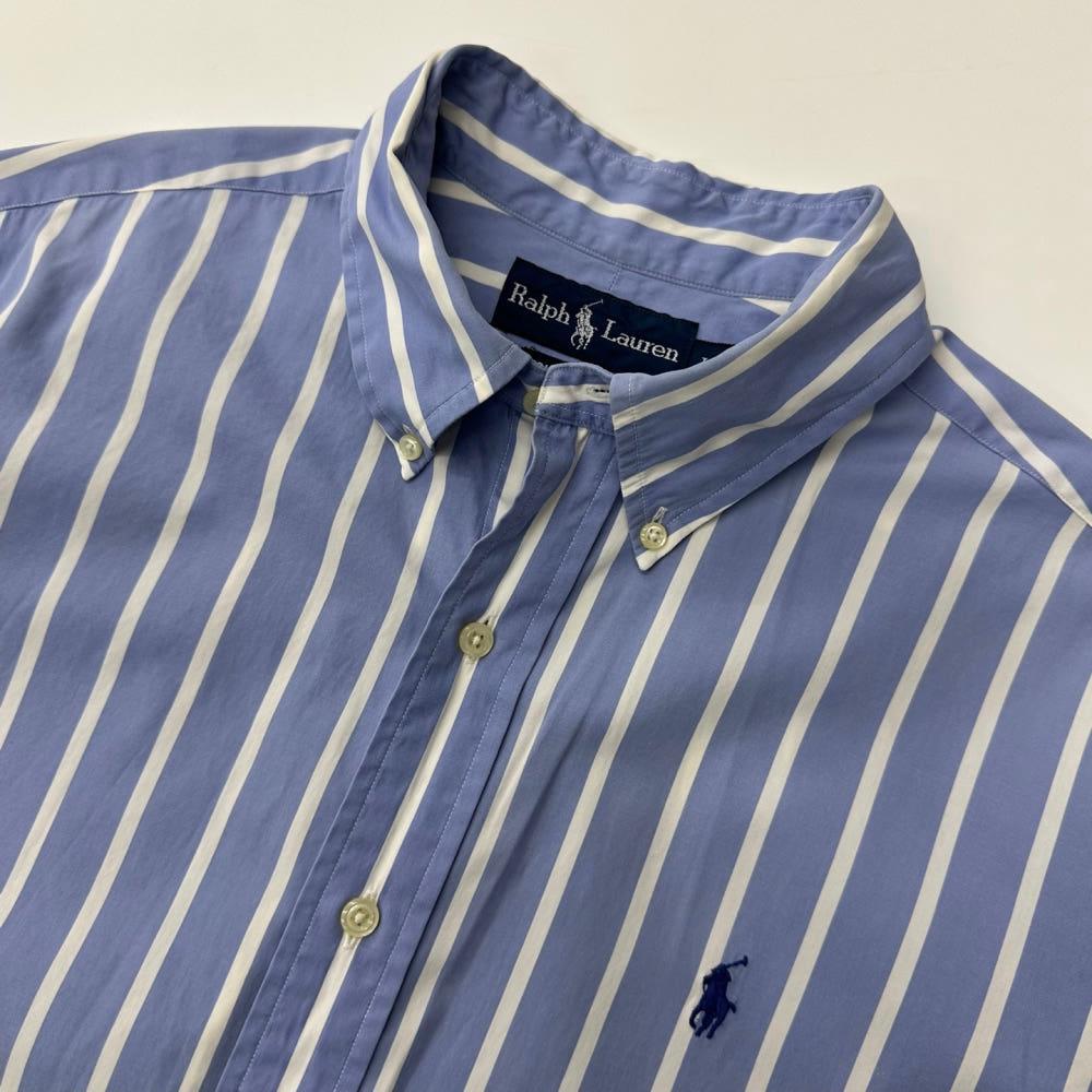 (중고) Polo 폴로랄프로렌 코튼 스카이블루 스트라이프 하프 셔츠 5