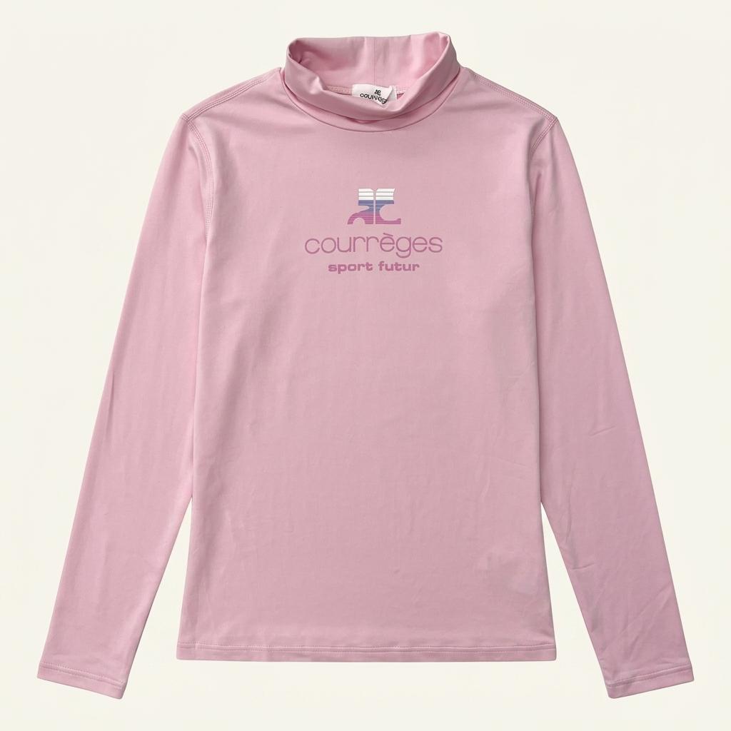 (중고) Courreges 꾸레쥬 하이넥 롱 슬리브 핑크 1