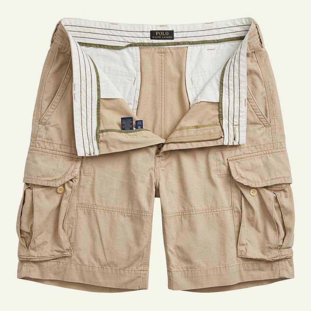 (중고) Polo 폴로랄프로렌 신형라벨 코튼 베이지 카고 하프 팬츠 1