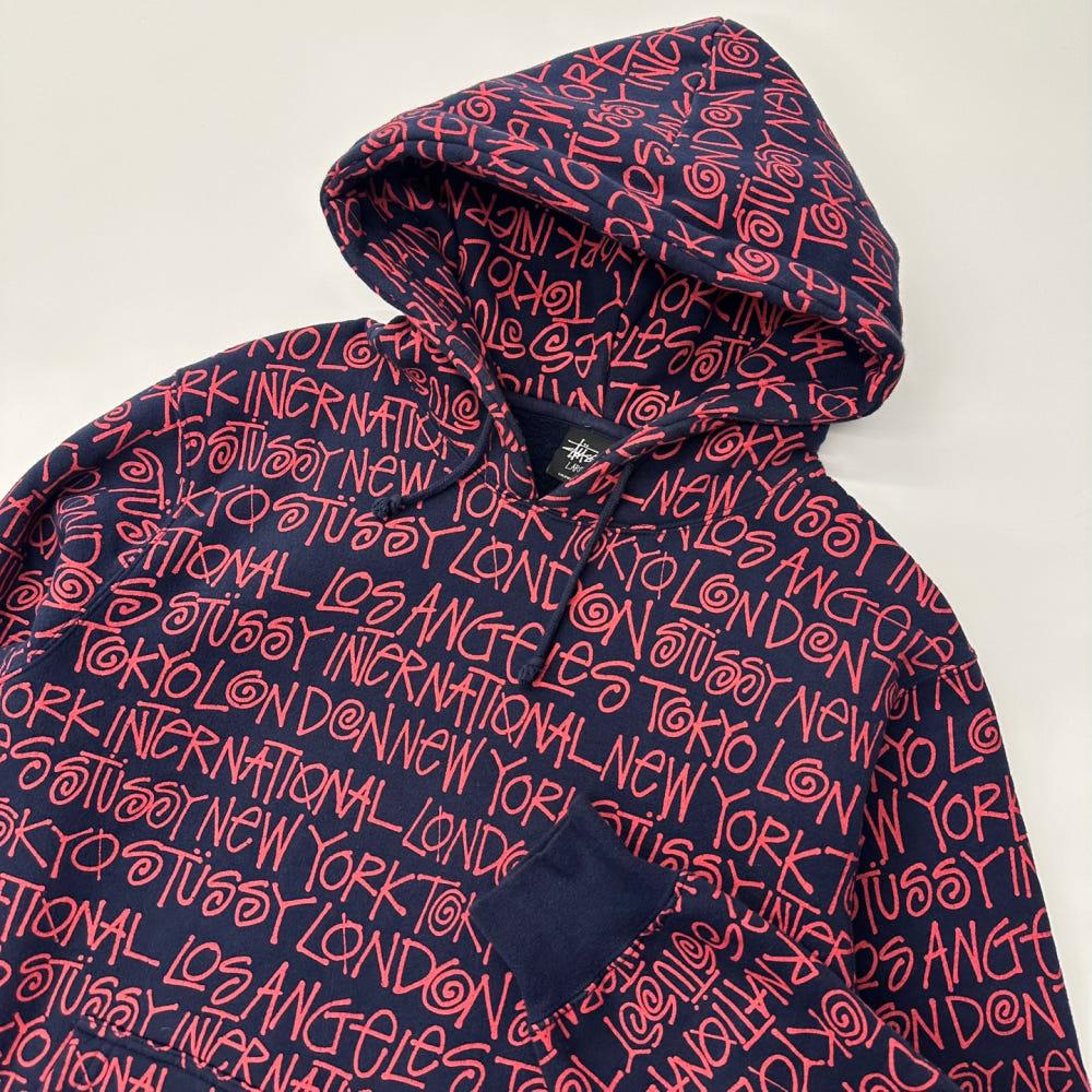 (중고) STUSSY 스투시 2000‘s 스펠 로고 패턴 후드티 4