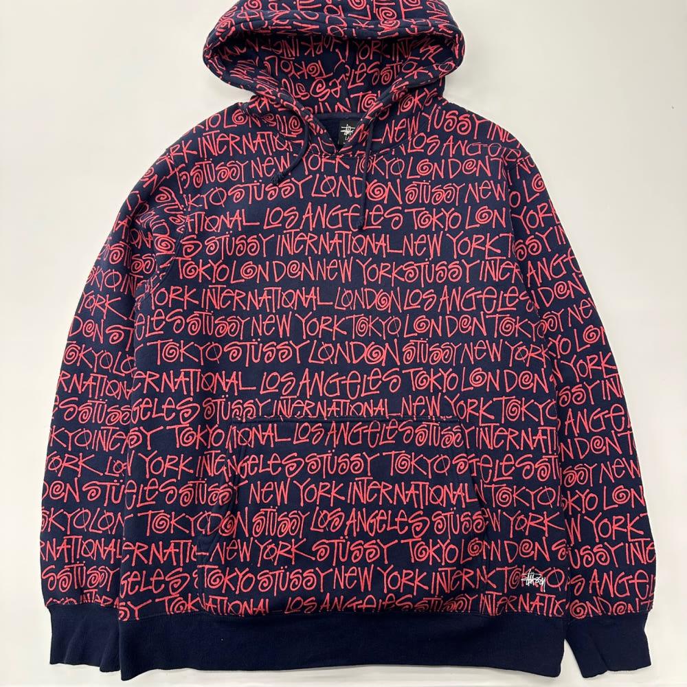 (중고) STUSSY 스투시 2000‘s 스펠 로고 패턴 후드티 3