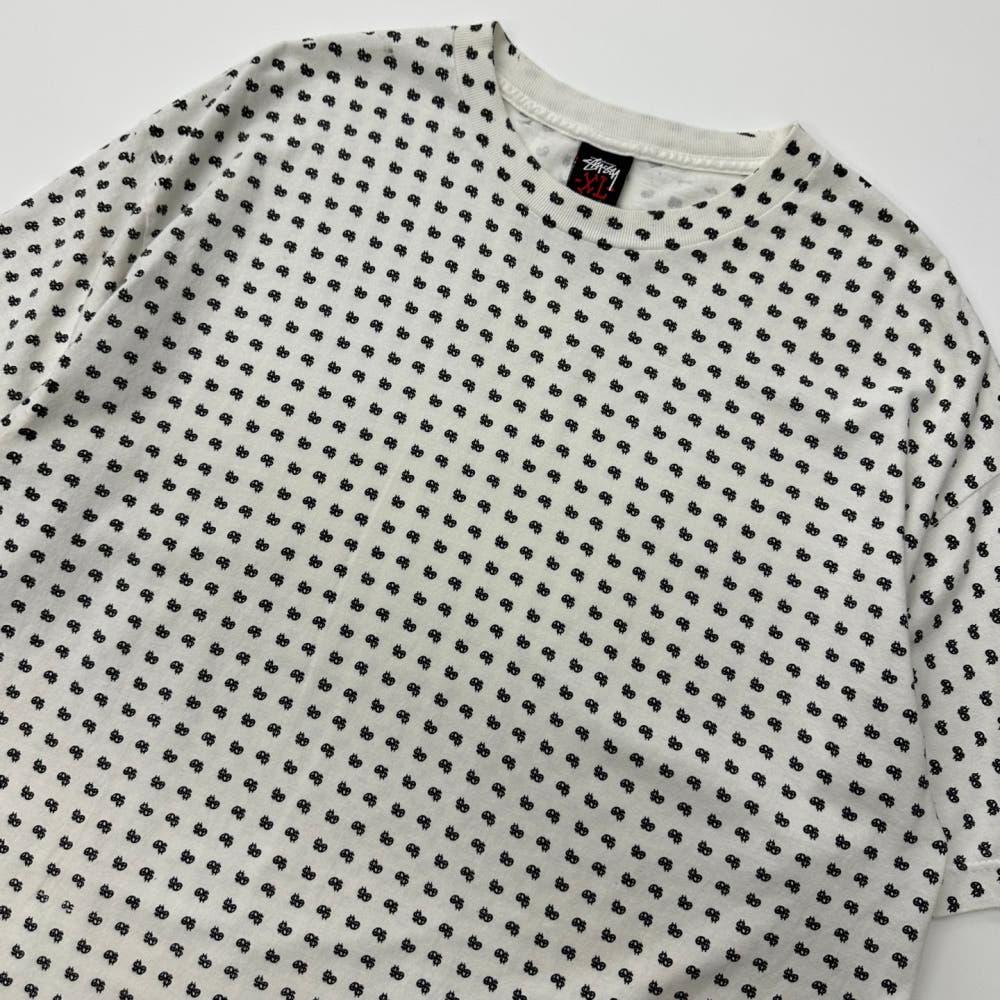 STUSSY 스투시 90‘s 스탁로고 패턴 화이트 하프티 4
