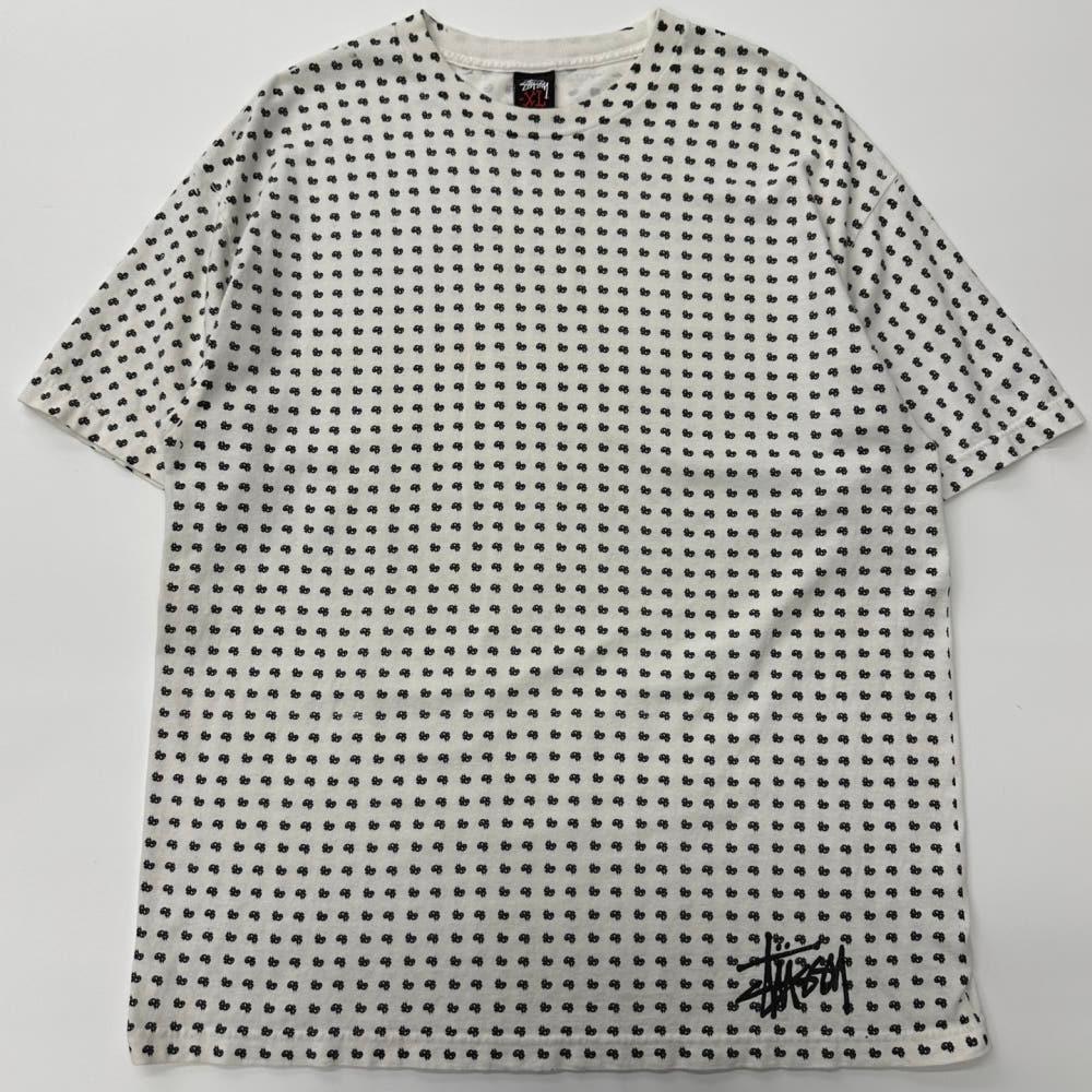 STUSSY 스투시 90‘s 스탁로고 패턴 화이트 하프티 3