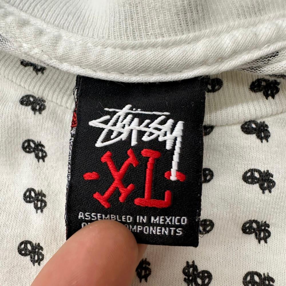 STUSSY 스투시 90‘s 스탁로고 패턴 화이트 하프티 8