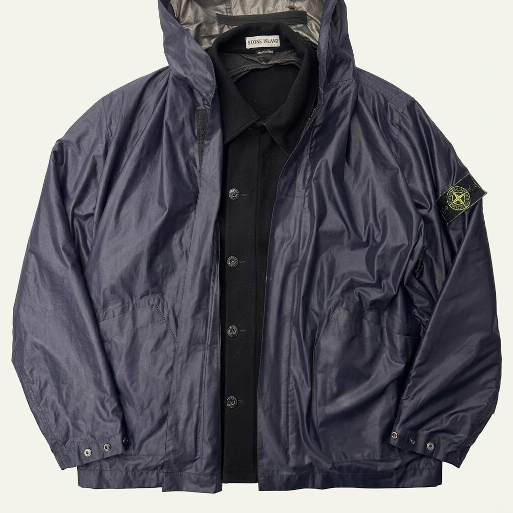 (중고) Stone island 스톤아일랜드 1990‘s 그린 와펜 나일론 후드 자켓 1