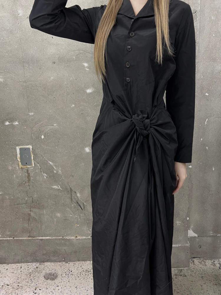 (중고) Commedes Garcons 꼼데가르송 트리콧 셔츠 버튼 블랙 랩 원피스 10
