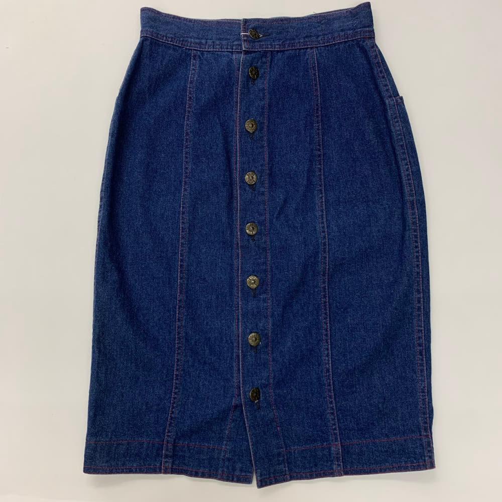 (중고)Fendi 펜디 90‘s 데님 레드 패치 절개 롱 스커트 6