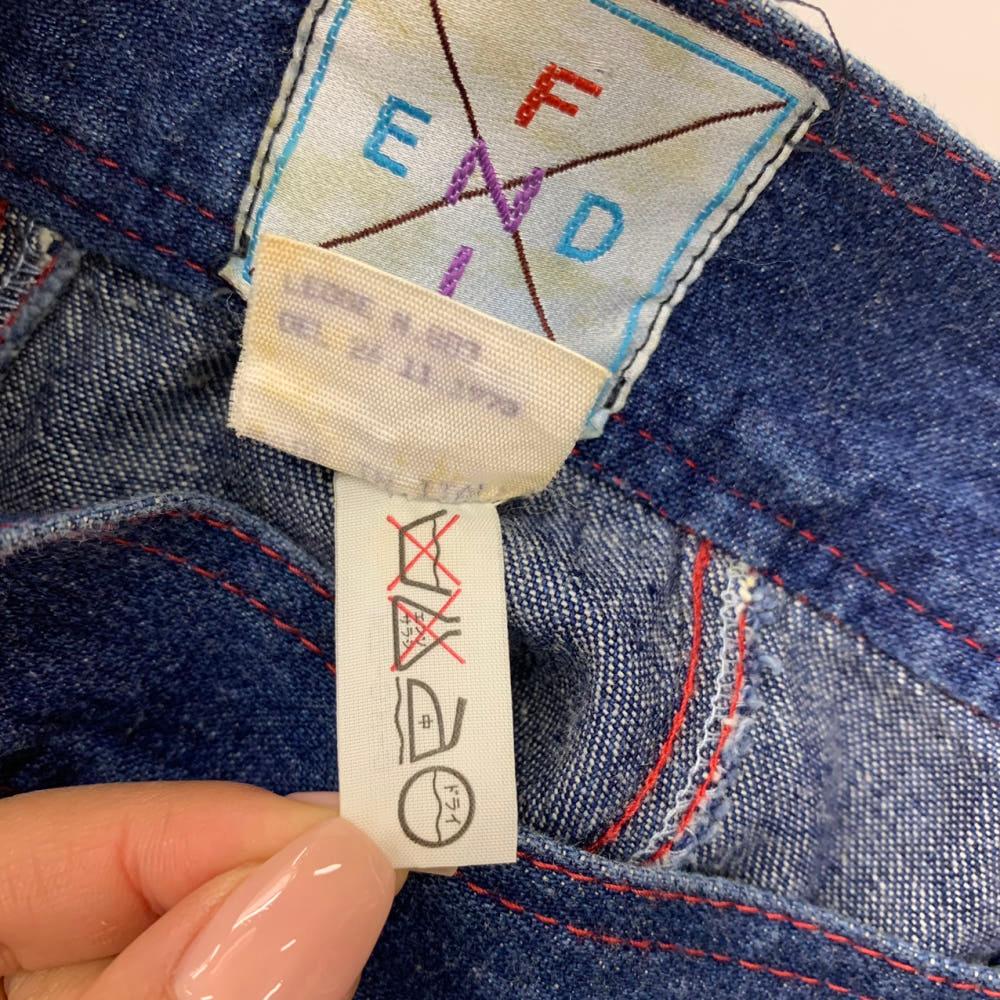 (중고)Fendi 펜디 90‘s 데님 레드 패치 절개 롱 스커트 10