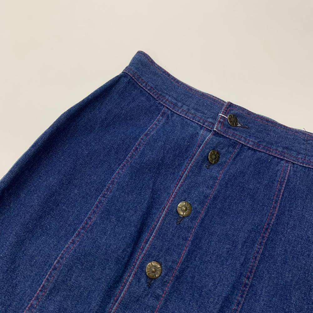 (중고)Fendi 펜디 90‘s 데님 레드 패치 절개 롱 스커트 7