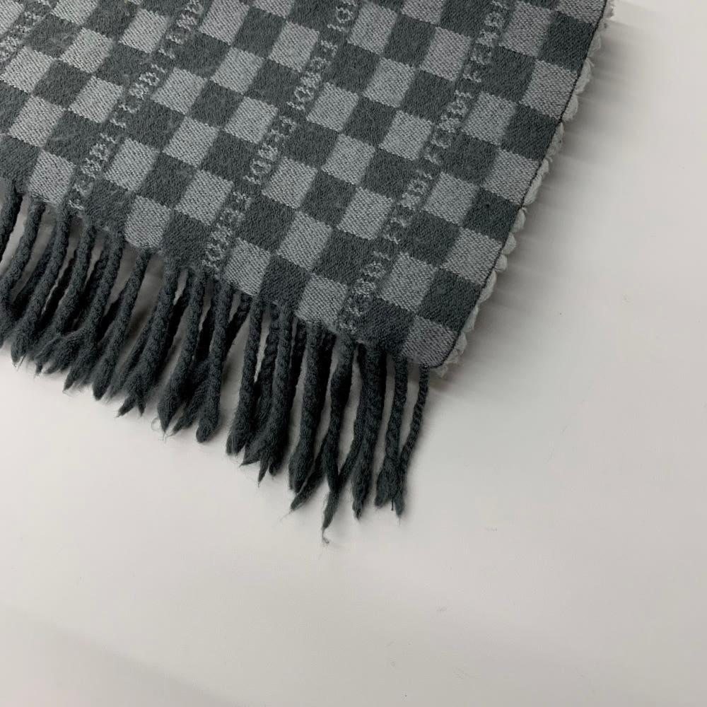 (중고)Fendi 펜디 그레이 체크 로고 머플러 4