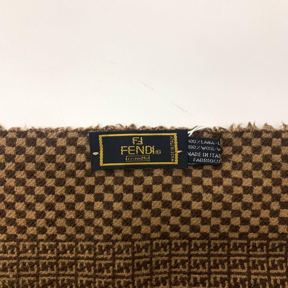 (중고) Fendi 펜디 로고 울 머플러 브라운 6