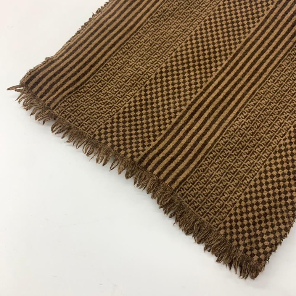 (중고) Fendi 펜디 로고 울 머플러 브라운 5