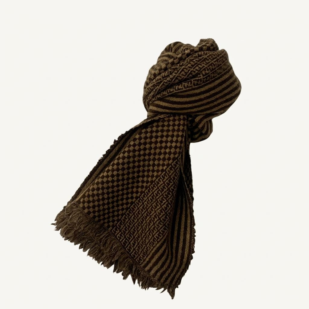 (중고) Fendi 펜디 로고 울 머플러 브라운 1