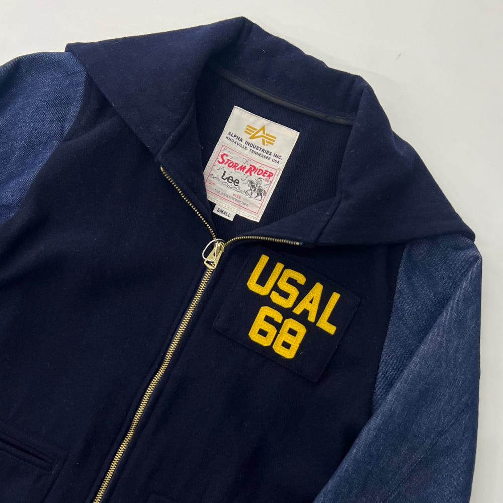 (중고)Levi’s 리바이스 x 알파인더 스트리 바시티 USAL 데님 배색 지퍼 후드집업 4