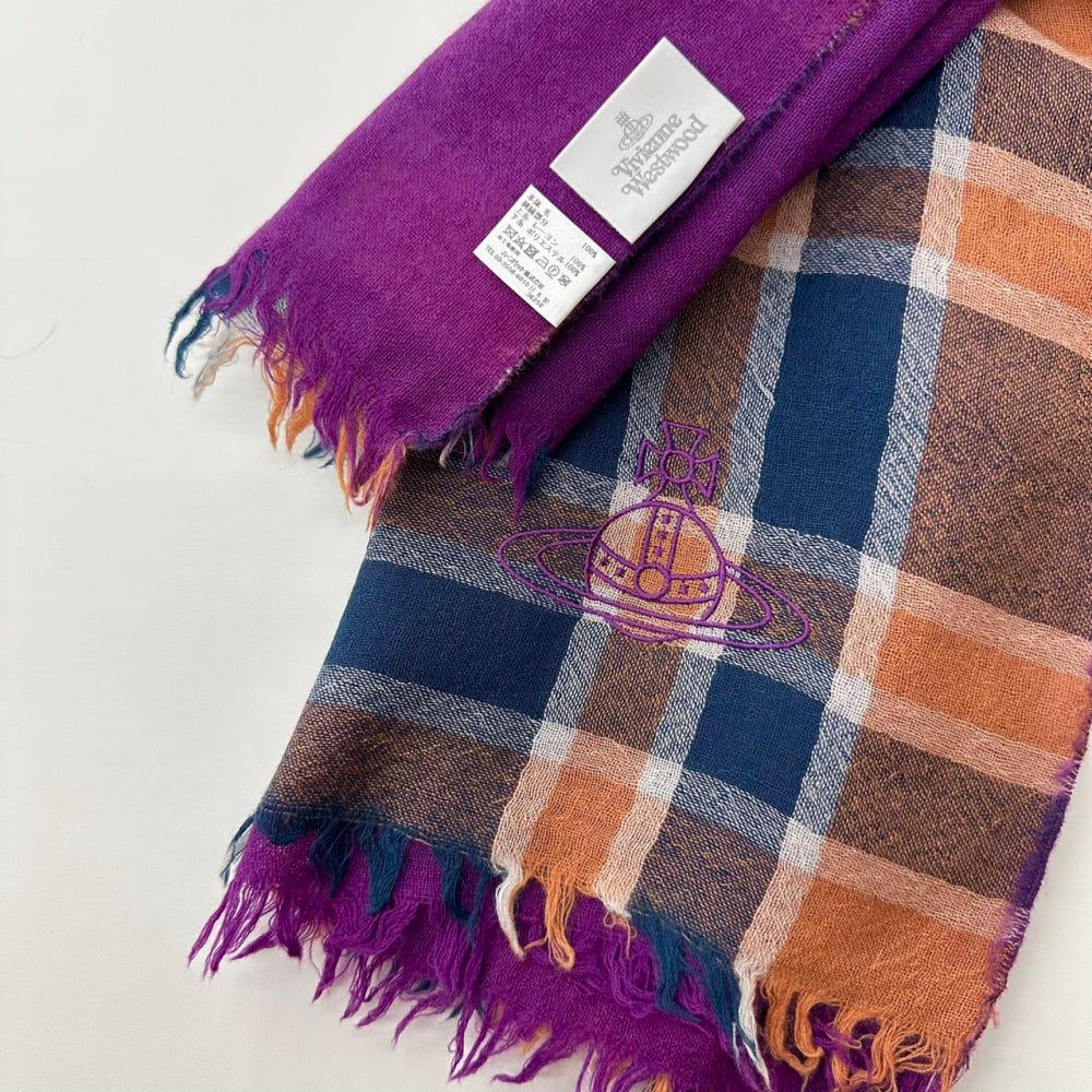 (중고) Vivienne Westwood 비비안웨스트우드 타탄체크 로고 머플러 4