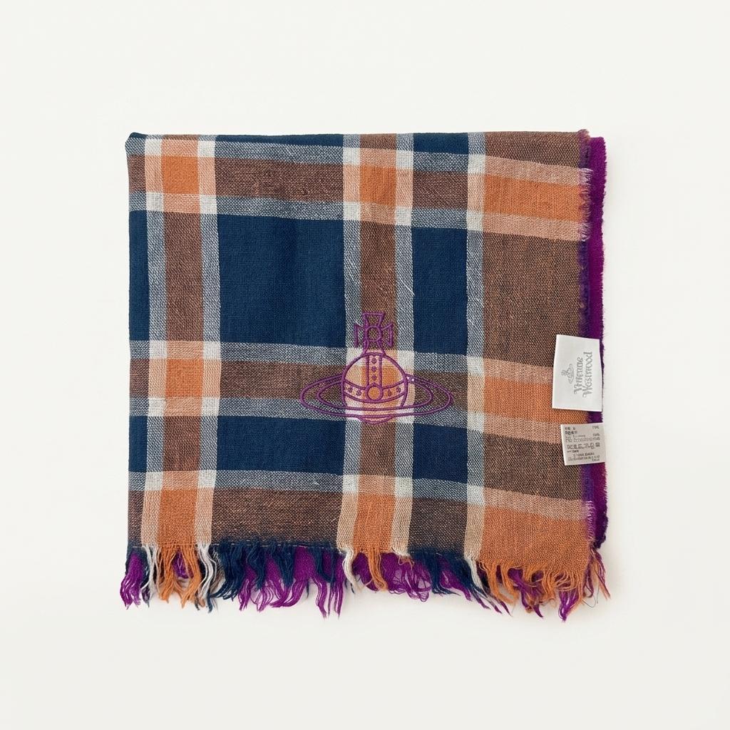 (중고) Vivienne Westwood 비비안웨스트우드 타탄체크 로고 머플러 1