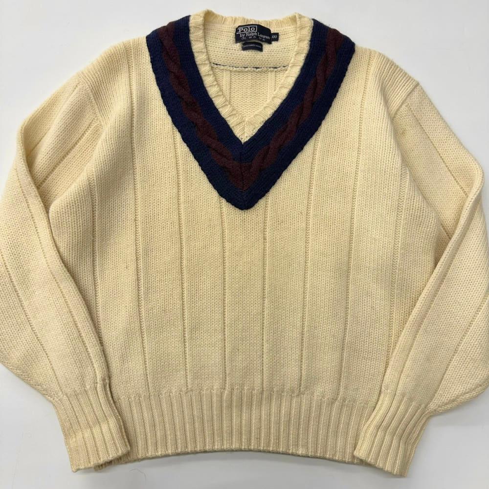 (중고) Polo 폴로랄프로렌 1990's 셰이커 울 아이보리 크리켓 니트 3