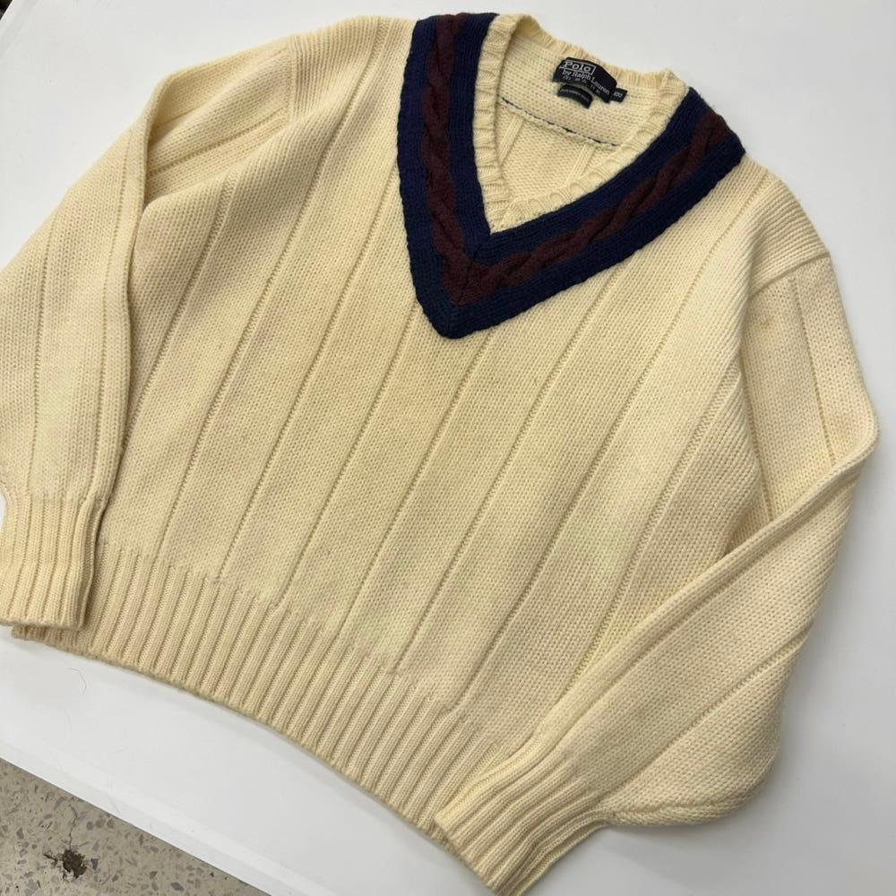 (중고) Polo 폴로랄프로렌 1990's 셰이커 울 아이보리 크리켓 니트 4