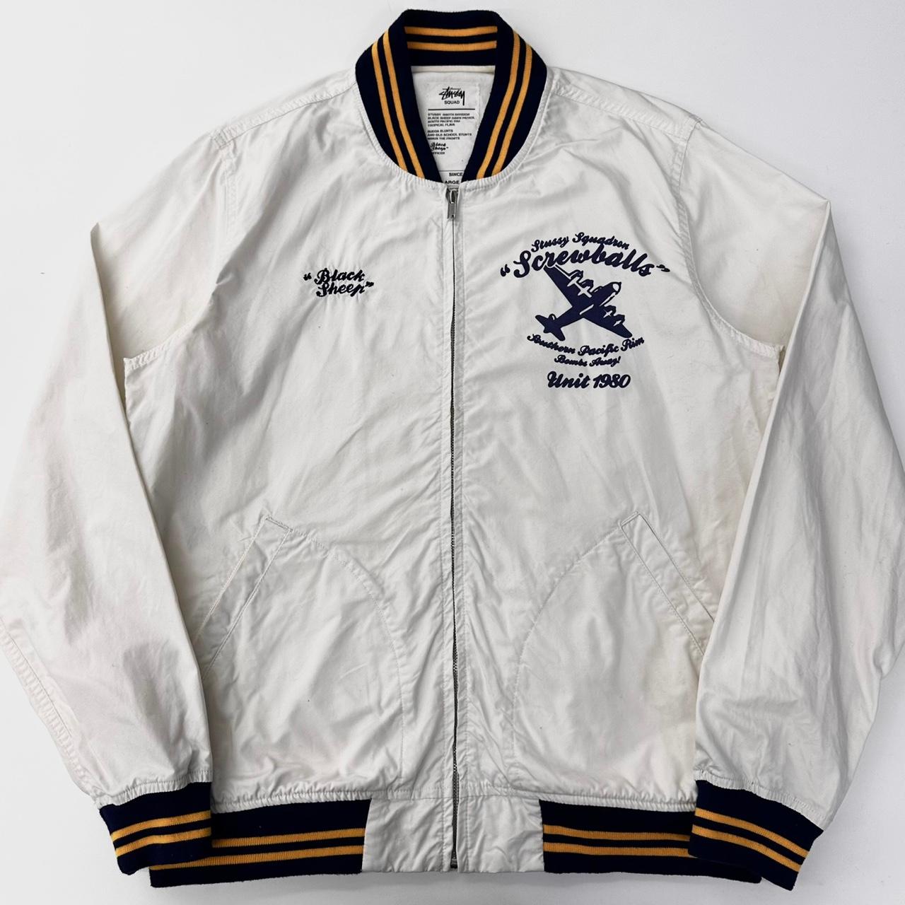 (중고)  STUSSY 스투시 x 블랙 쉽 코튼 바시티 자켓 2