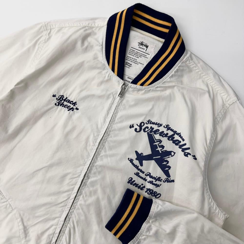 (중고)  STUSSY 스투시 x 블랙 쉽 코튼 바시티 자켓 4