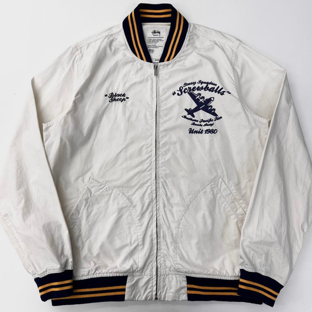 (중고)  STUSSY 스투시 x 블랙 쉽 코튼 바시티 자켓 3