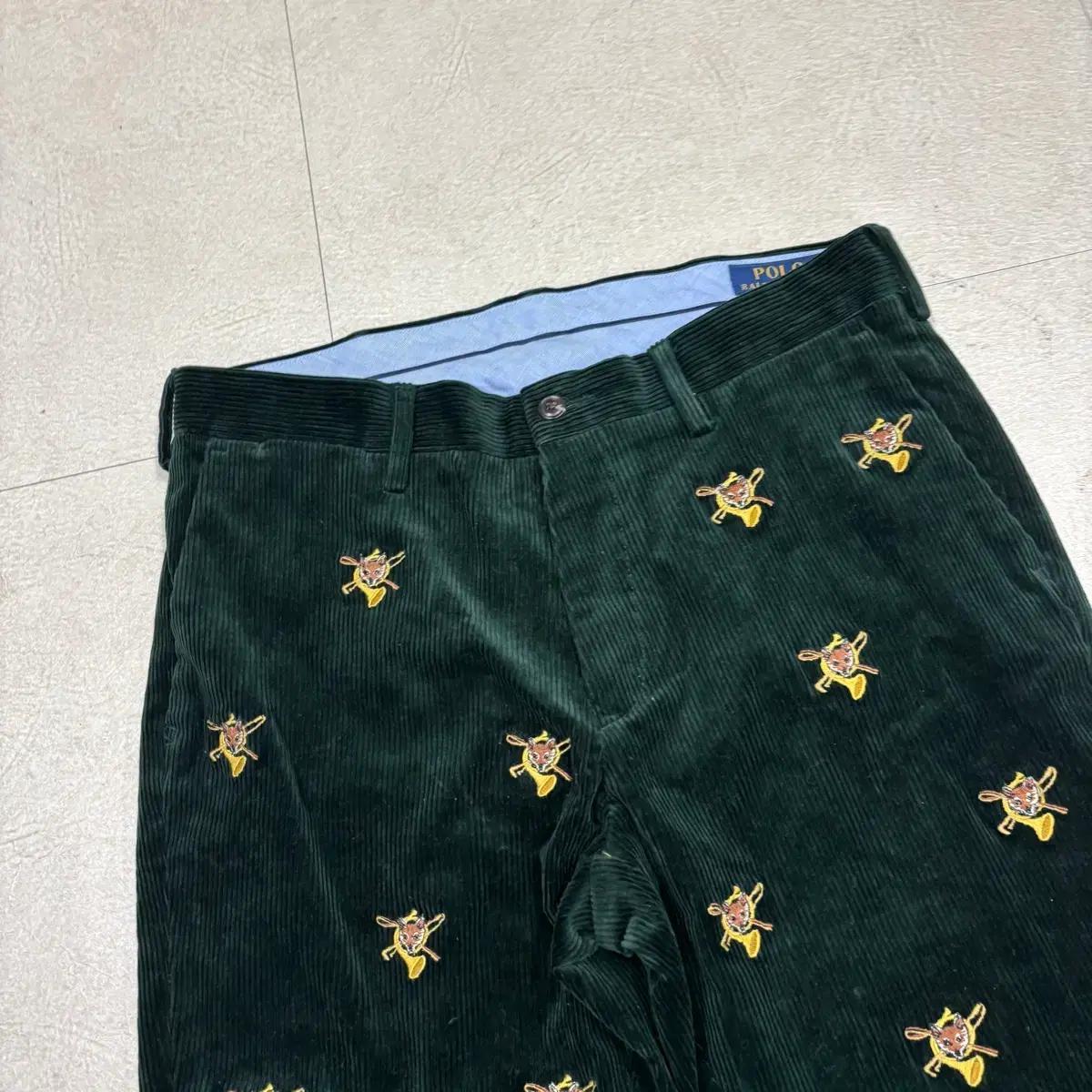 폴로 랄프로렌 그린 코듀로이 폭스 패턴 팬츠 3