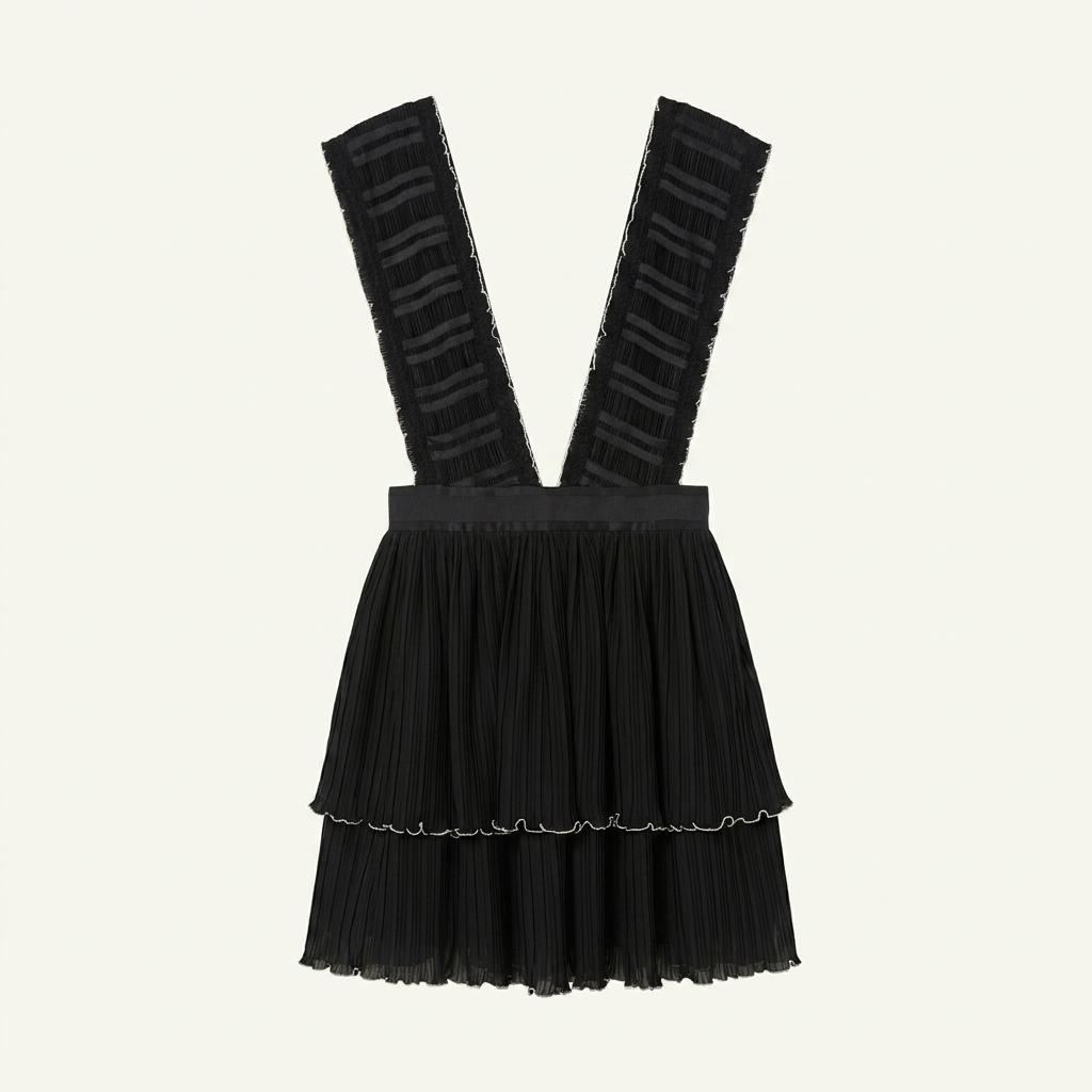 SOFT 플리츠 티어드 미니 원피스 블랙 1