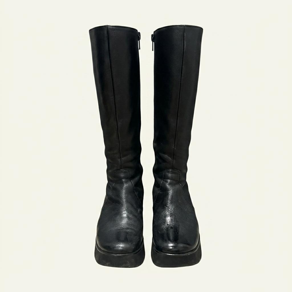 [UGLYSHADOW]  LEATHER MIDDLE BOOTS 블랙