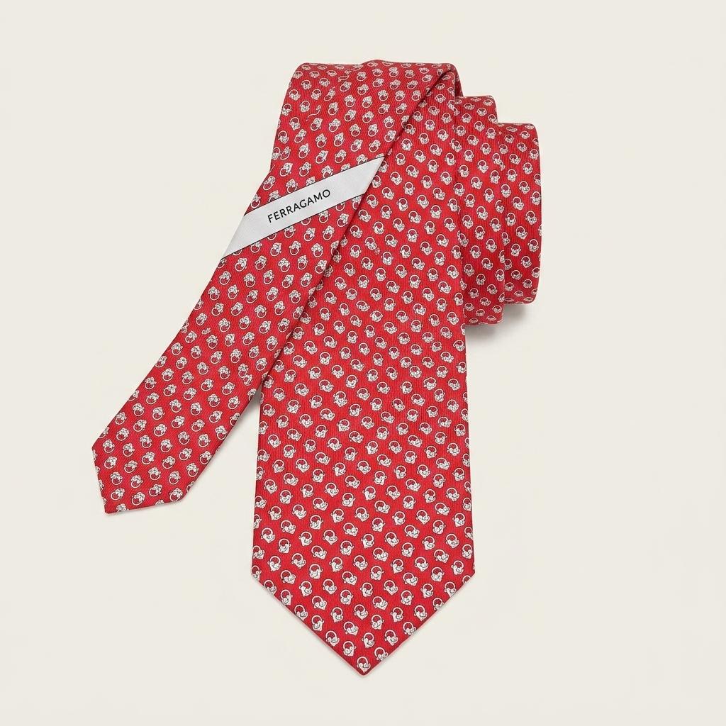 살바토레 페라가모 간치니 하트 패턴 넥타이 8cm 새상품 E1266 1