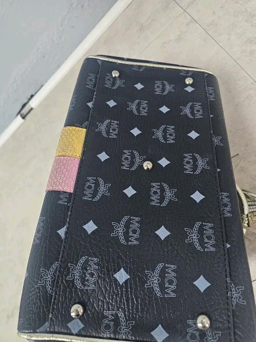 MCM 사자 프린팅 보스턴백 네이비 7