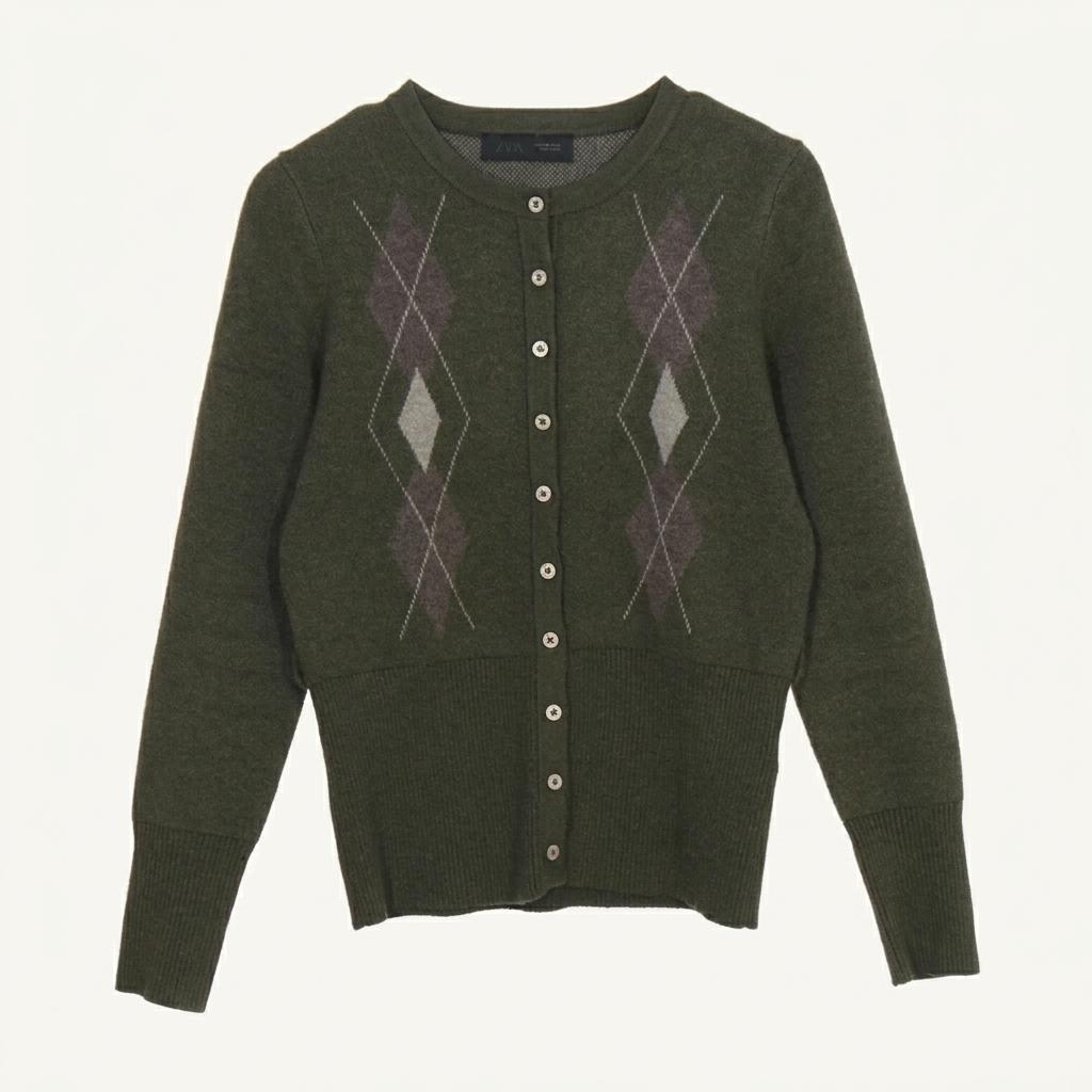 ZARA 아가일 라운드 가디건 M 1