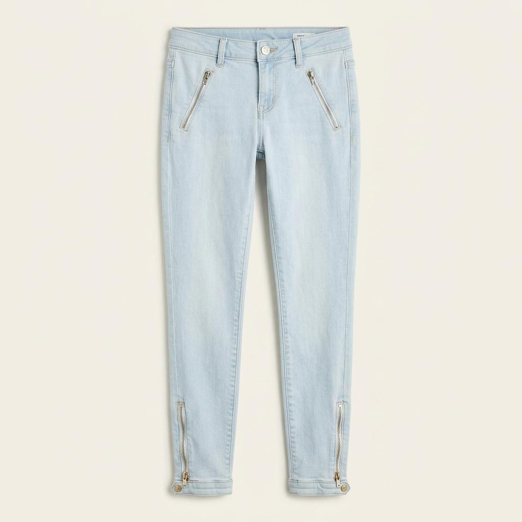 ZARA WOMAN 슬림핏 연청 지퍼 청바지 1