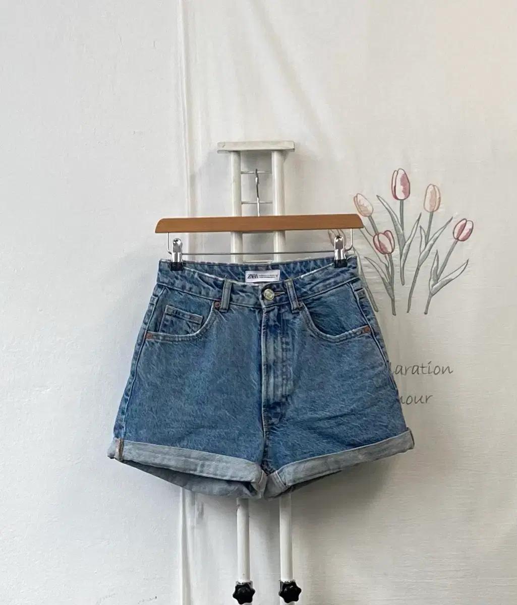 자라 ZARA 데님 롤업포인트 핫팬츠 2