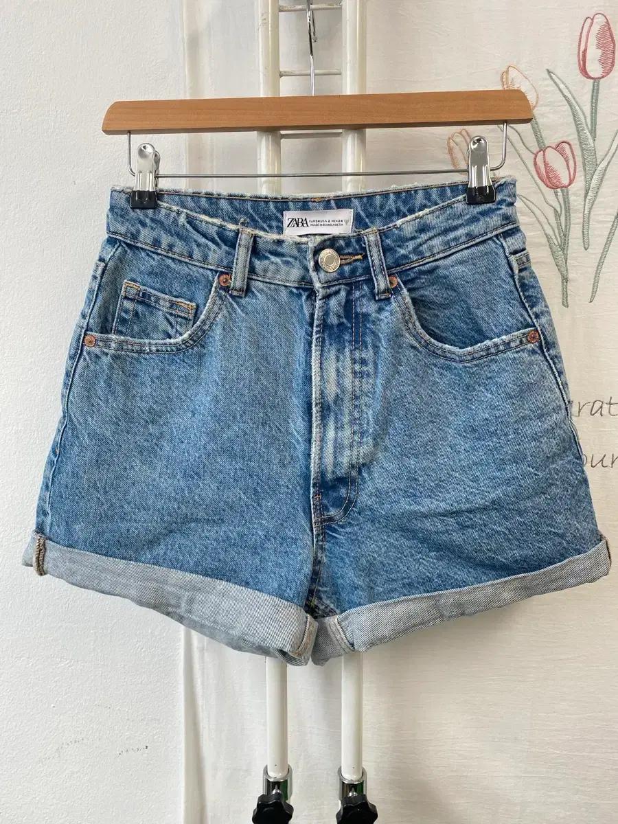 자라 ZARA 데님 롤업포인트 핫팬츠 3