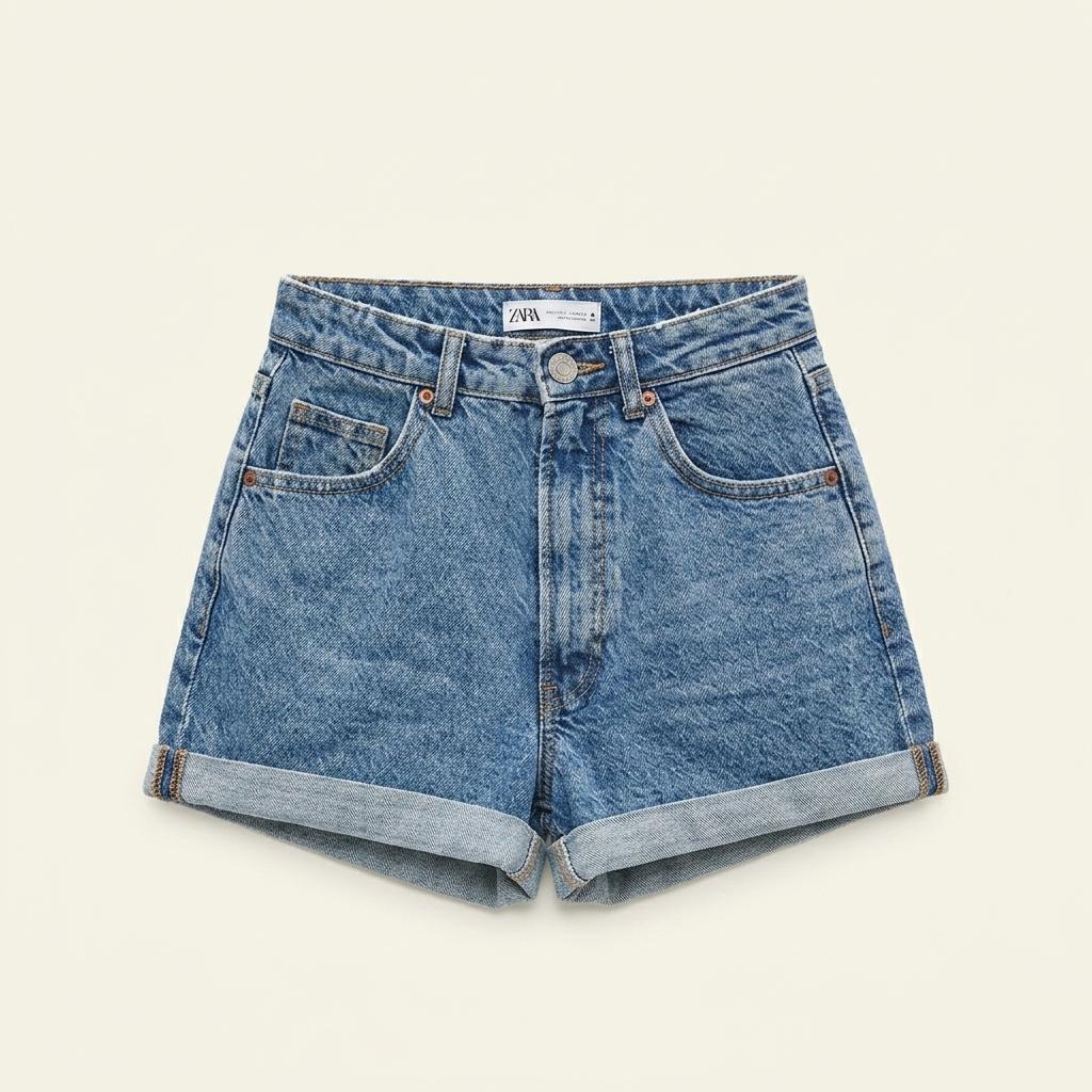 자라 ZARA 데님 롤업포인트 핫팬츠 1
