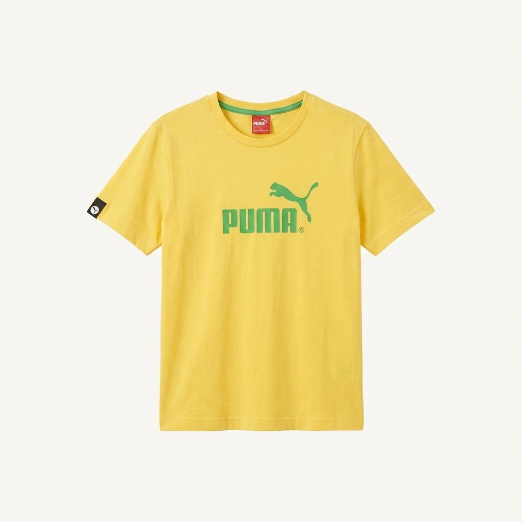 푸마 로고 프린팅 반팔 티셔츠 Yellow 남성90 슬림 95 1