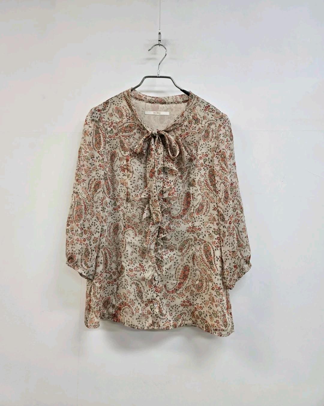 Bcbg 프릴넥리본 페이즐리 블라우스 2