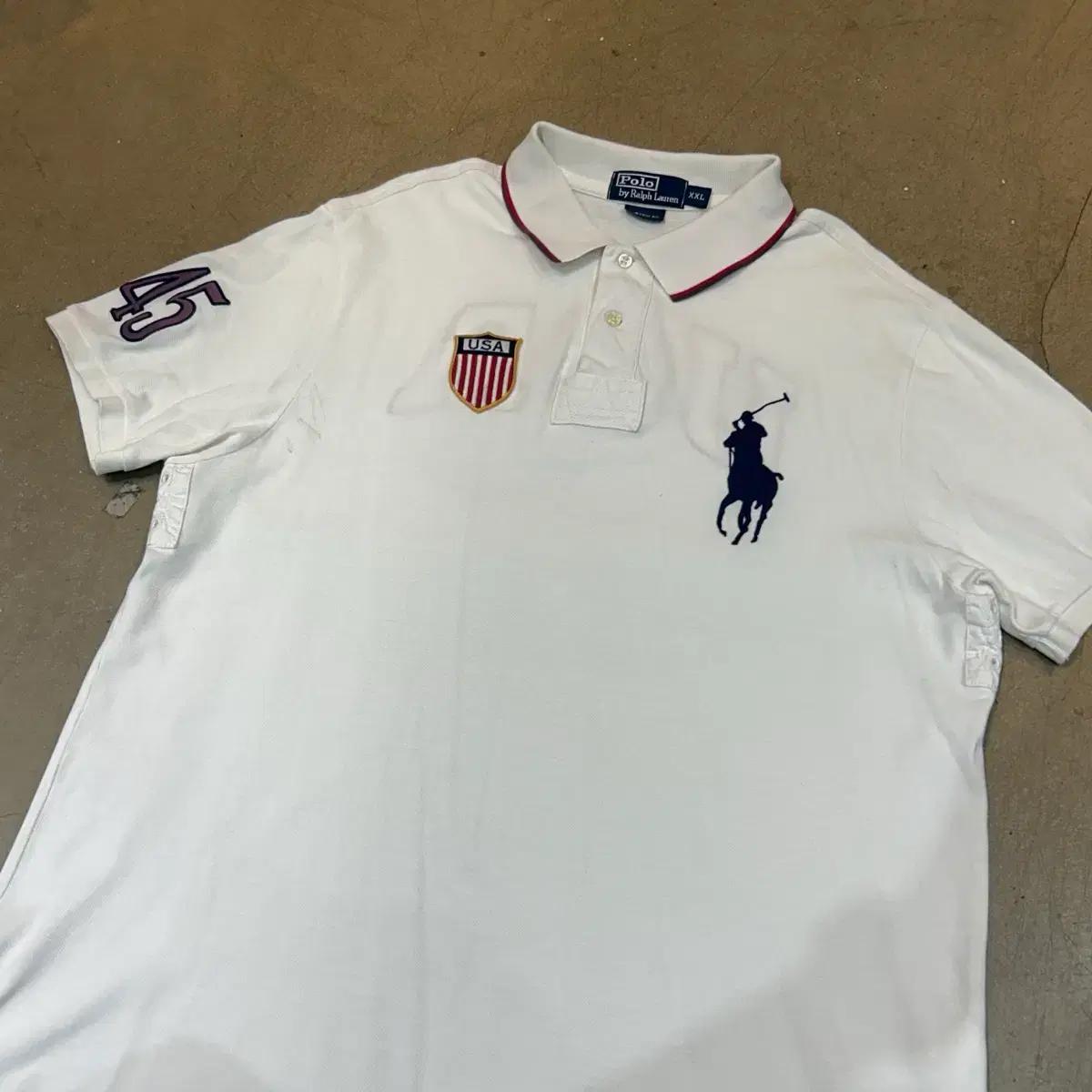 XXL 폴로랄프로렌 USA 빅포니 화이트 카라 반팔티 2