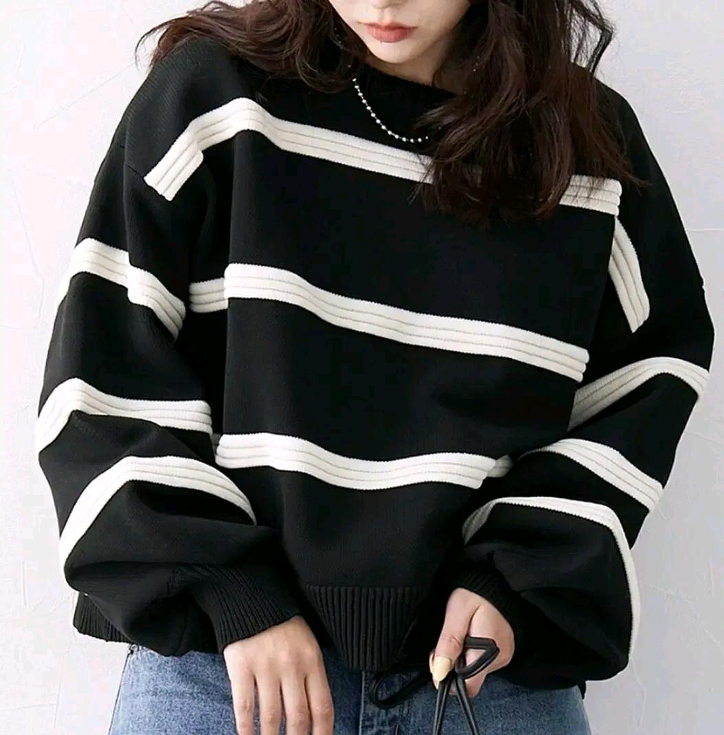 N99 블랙 스트라이프 벌룬핏 니트 2