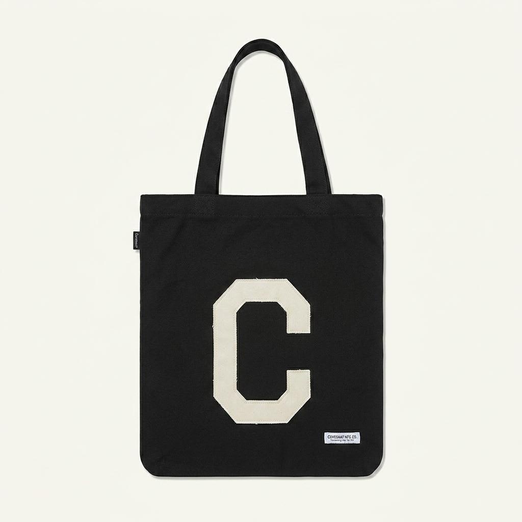 커버낫 C 로고 캔버스 에코백 블랙 1